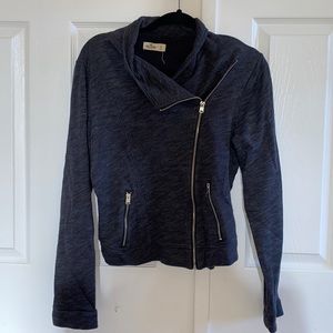 NWOT Heathered Grey Asymmetric Zip Mock Sweater